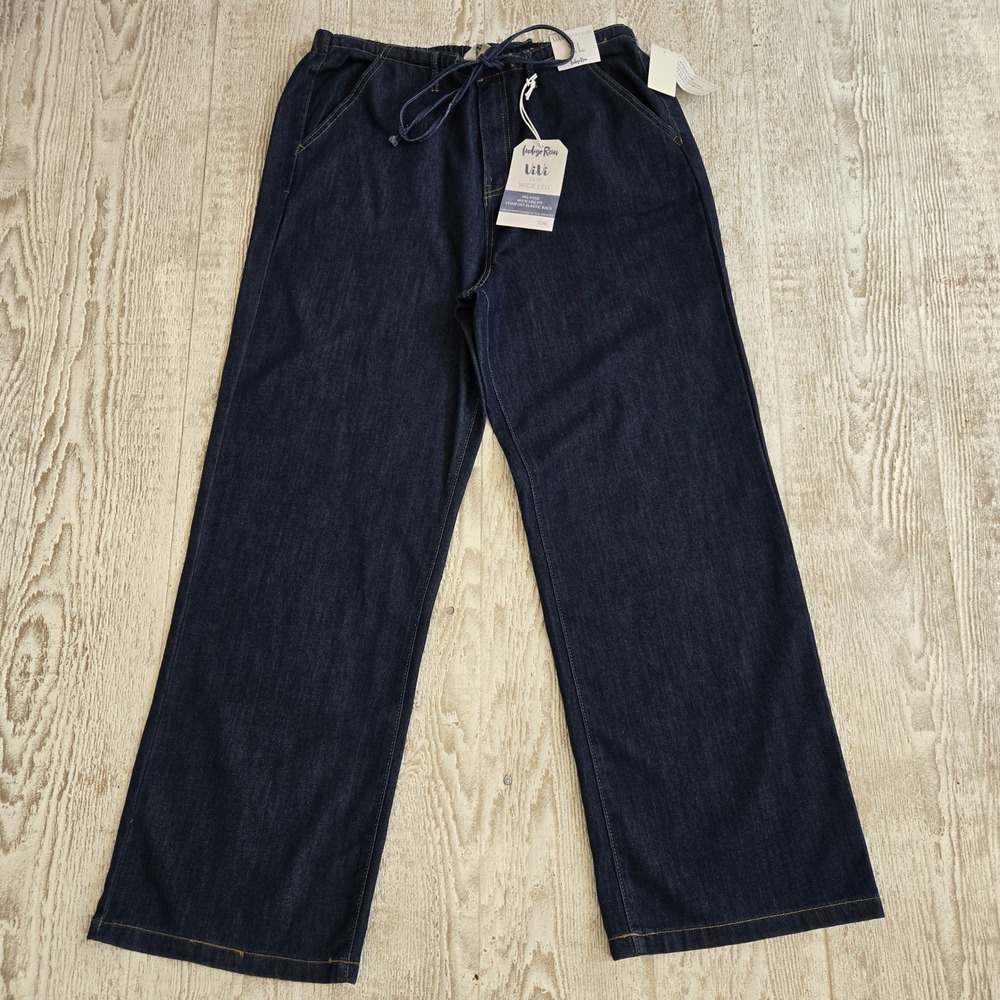 NWT Indigo Rein Vivi Easy Wide Leg Jeans Indigo Wash Elastic Waist XL